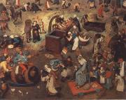 BRUEGEL, Pieter the Elder Battle between carnival and fast oil painting on canvas